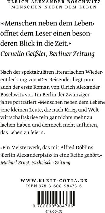 Immagine prodotto Menschen neben dem Leben (Tedesco, Ulrich Alexander Boschwitz, 2022)