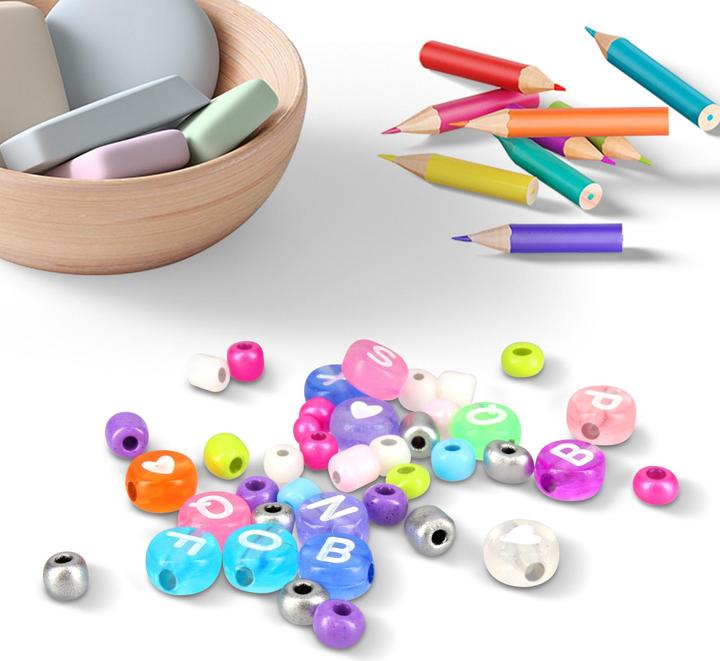 Produktbild Avizar DIY Set, Mini Perlen Mehrfarbig und Buchstaben und Herzen und Nylonfaden