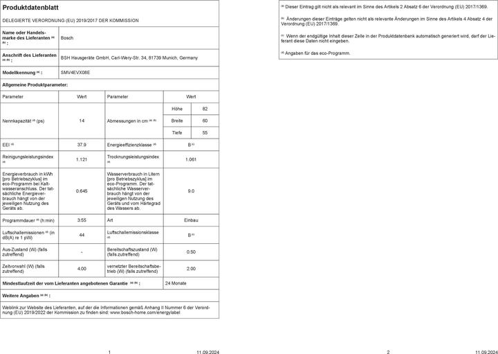 Produktbild Bosch Hausgeräte Serie 4 SMV4EVX08E