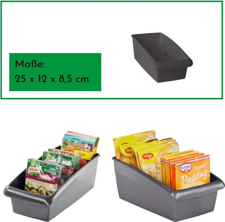 Produktbild Novaliv Suppentütenbox klein 2er Set Schubladen Organizer Küche - 25 x 12 cm ANTHRAZIT GRAU