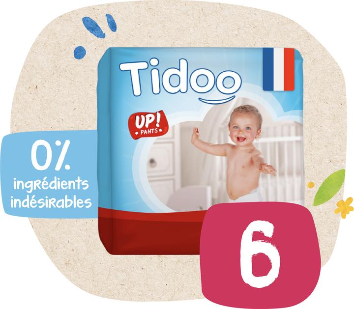 Image du produit Tidoo Couches-culottes écologiques & BIO taille 6 XL + 16 kg - 1 paquet de 16 - Up! Pants (Taille 6, 16 pièce(s))