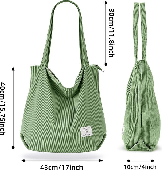 Image du produit Only-Bags.Store Sac à bandoulière en velours côtelé, fourre-tout monochrome minimaliste, sac à main de rangement