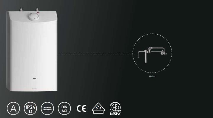 Actual product image AEG Haustechnik DKu 10 pressure-resistant small cylinder, 10 litres, 2 kW, for 2 taps, with plug, under-counter