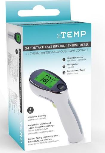 Image du produit 1Temp thermomètre infrarouge 3-en-1 (Front, Sans contact)
