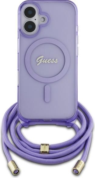 Produktbild Guess GUHMP16SHCTSGNSU iPhone 16 6.1" fioletowy/purple hardcase Crossbody Cord Script MagSafe