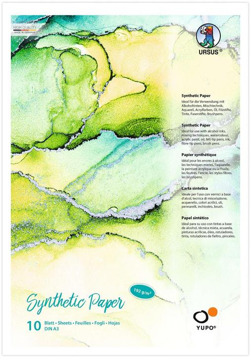 Ursus Bloc de peinture Yupo Synthetic, A3, 10 feuilles (A3)