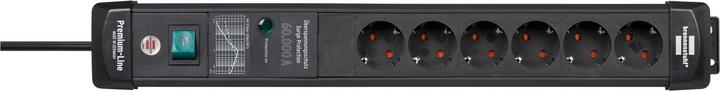 Actual product image Brennenstuhl Premium-Line, power distribution unit, 6 sockets, 3m, black, with switch and surge p... (6 x, CEE 7/3, 3 m)