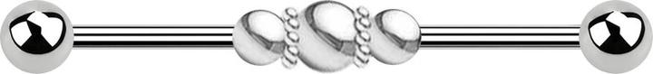 Actual product image Chaotic Trading Barbell silver two balls three balls with ball band (without brass, Surgical steel 316L)