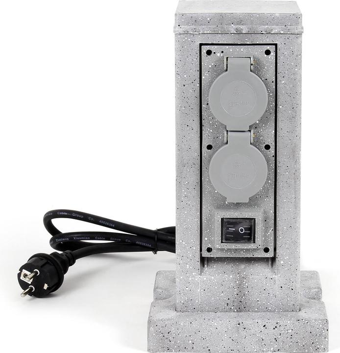 Produktbild Wiltec Steckdosensäule 4fach Aussensteckdose IP44 Schalter Granitoptik Steckdosenstein