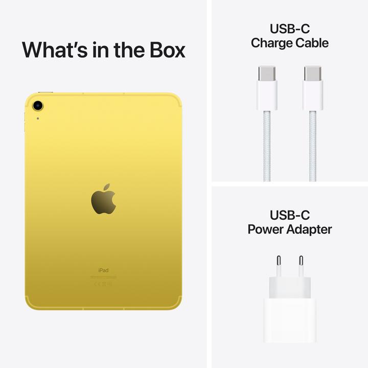 Immagine prodotto Apple iPad 2022 (10. Gen) inkl. Poweradapter (5G, 10.90", 256 GB, Giallo)