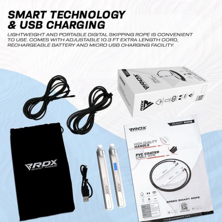 Produktbild Rdx 5P Wiederaufladbares 10.3ft Smart Digital Zähler Springseil Mit USB & App (304 cm)