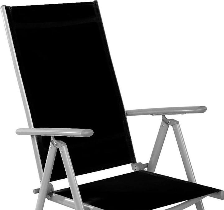 Actual product image Mojawo 8 pieces garden folding chair aluminium - textiles silver grey/black