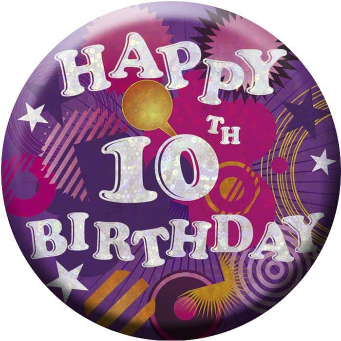 Amscan holografisches Design Abzeichen 10. Geburtstag