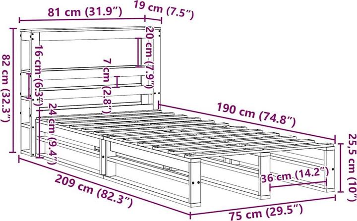 Immagine prodotto VidaXL Letto in legno massiccio Letto in legno Letto pallet con testiera 180x200cm pino (180 x 200 cm)