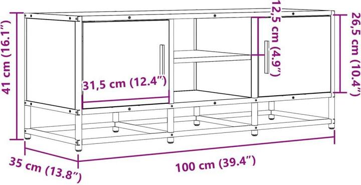 Immagine prodotto VidaXL Mobile TV Mobile TV basso Tavolo TV Materiale legno Metallo (100 x 35 x 41 cm)