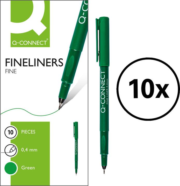 Actual product image Q-Connect Fineliner (Green, 10 x)