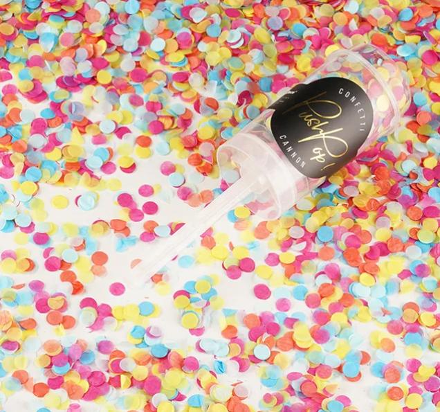 Immagine prodotto Partydeco Confetti Cannon Push-Pop Ø 8 mm, 1 pezzo, Multicolore
