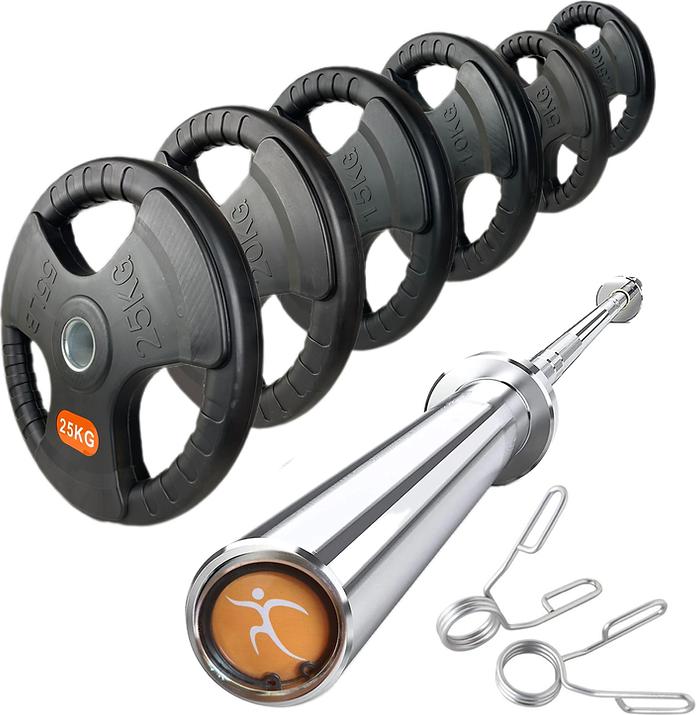 Immagine prodotto FlexAthletix Set di piastre e bilancieri (2 x 10 kg, 2 x 15 kg, 2 x 20 kg, 2 x 25 kg, 2 x 2,5 kg, 2 x 5 kg)
