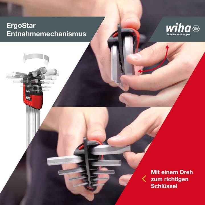 Produktbild Wiha Stiftschlüssel Set im ErgoStar Halter 9tlg Innensechskant Schlüssel Sechskantschlüssel