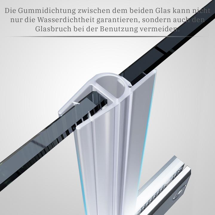 Immagine prodotto SONNI Duschkabine Eckeinstieg Flügeltür ohne Rahmen 195cm 90x80cm (120 cm, 195 cm)