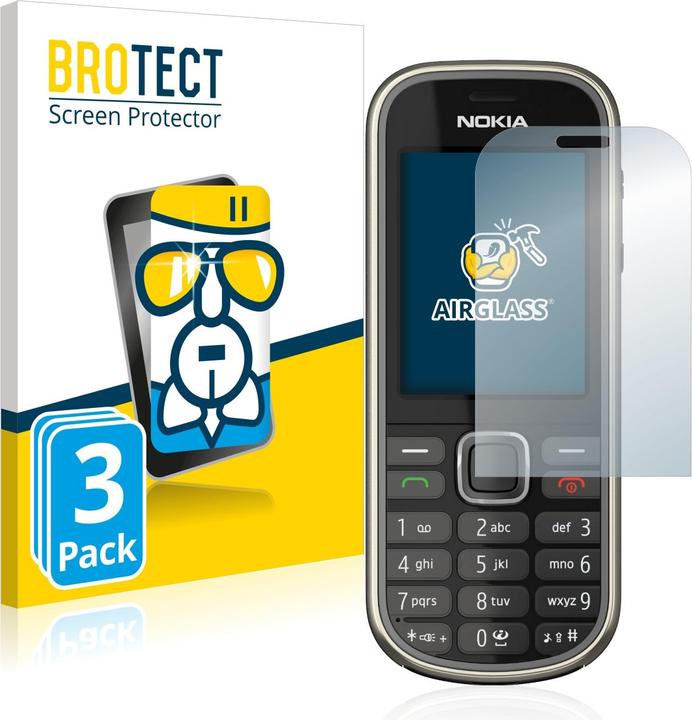Productafbeelding BROTECT AirGlass kogelwerende glasfolie (3 Stuk, Nokia 3720 Klassiek)