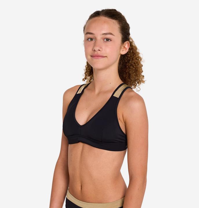 Olaian Bikini-Oberteil Mädchen 900 Lily schwarz/gold (140)