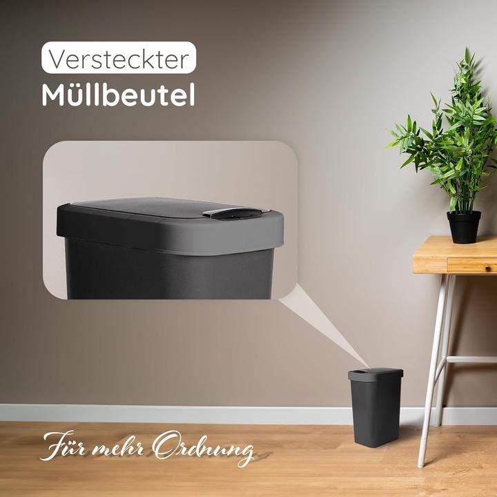 Produktbild Novaliv Sparset 5x Mülleimer 10L mit 2in1 Deckel, Klappdeckel & Schwingdeckel, Anti-Geruch Abfalleim (10 l)