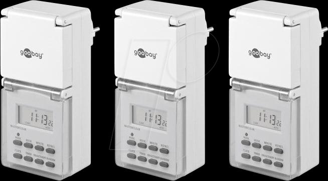 Produktbild Goobay Digitale Zeitschaltuhr IP44, 3 Stück, Weiss
