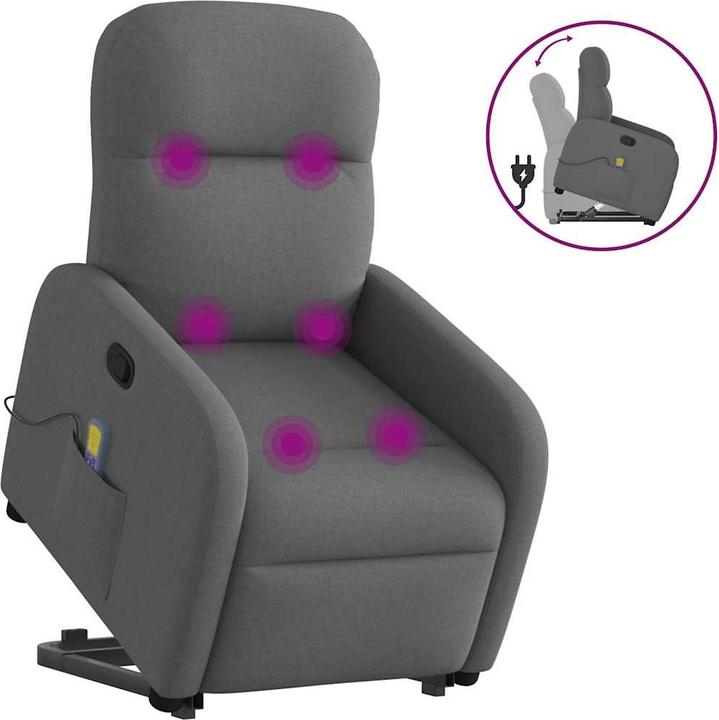 Produktbild VidaXL Massagesessel mit Aufstehhilfe Dunkelgrau Stoff