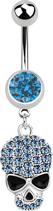 Produktbild Star Piercing Banane silber mit Anhänger Schädel hellblau (ohne Messing, Chirurgenstahl 316L)