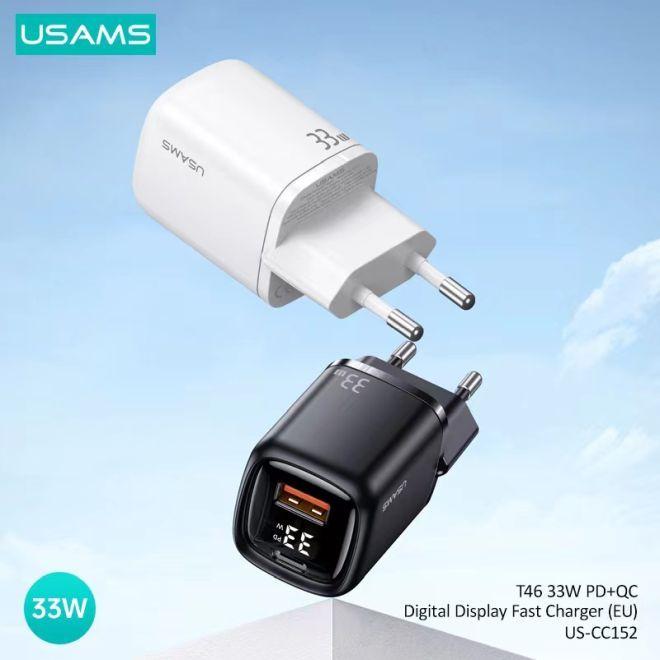 Immagine prodotto Usams Caricabatterie rapido con display digitale da 33W QC + PD (33 W)