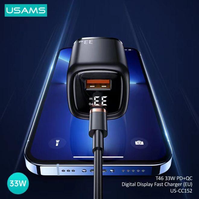 Immagine prodotto Usams Caricabatterie rapido con display digitale da 33W QC + PD (33 W)