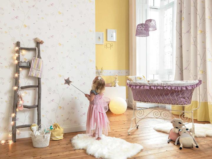 Produktbild Casadeco My Little World Bordüre Vögelchen grau lila lime