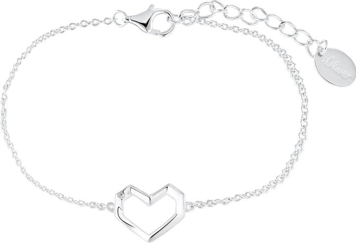 S.Oliver Armschmuck für Damen, 925 Sterling Silber, Zirkonia synth., Perlmutt | Herz (17 cm, 925er Silber)