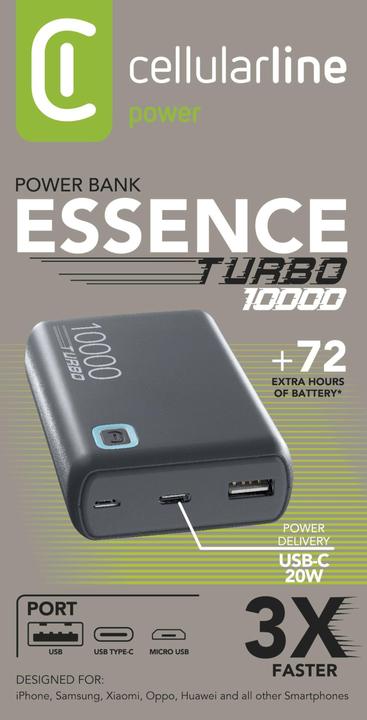 Actual product image Cellularline Essence Turbo 10000 (10000 mAh, 20 W, 37 Wh)