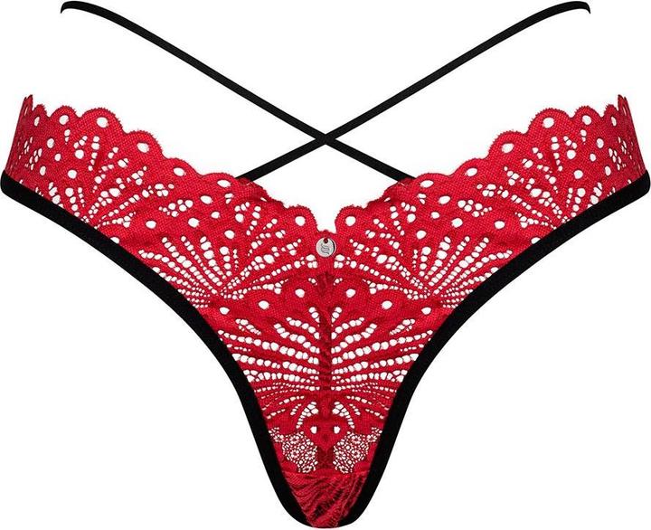 Produktbild Obsessive Mettia Sexy Lace Thong - Black/Red (S/M)