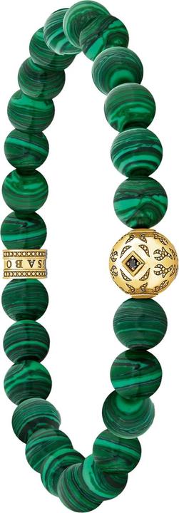 Produktbild Thomas Sabo Beads-Armband aus grünen Steinen vergoldet (16 cm, 750 Gelbgold Vergoldung, 925 Sterlingsilber)