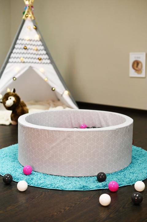 Image du produit Knorrtoys Piscine à balles soft - "Grey" - 300 balls creme/grey/rose (ca. 6cm diamètre)