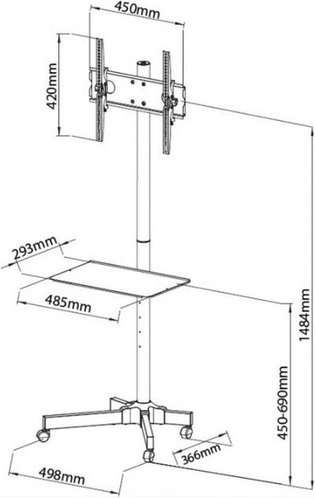 Image du produit Techly Chariot (Universel, 55", 25 kg)