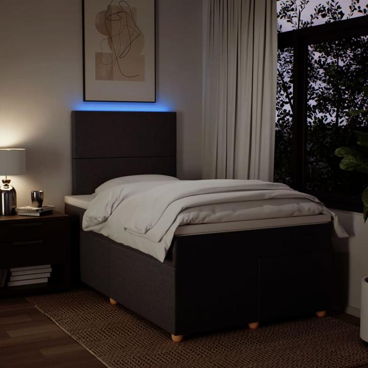 Produktbild VidaXL Boxspringbett Polsterbett Bett mit Matratze Dunkelbraun 120x190cm Stoff (120 x 190 cm)