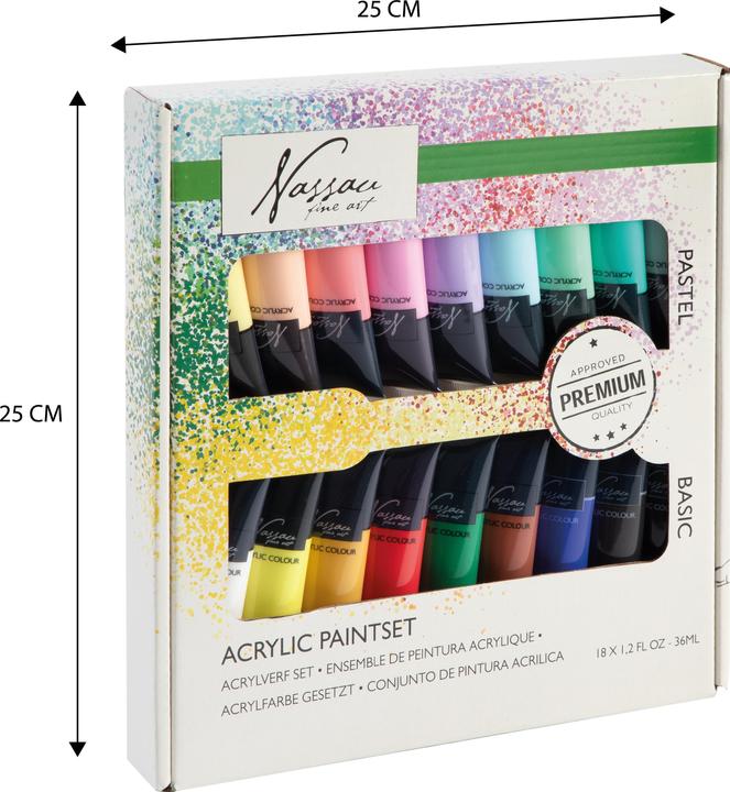 Grafix Colori acrilici primari e pastello, 18 x 36 ml (Multicolore, 36 ml)