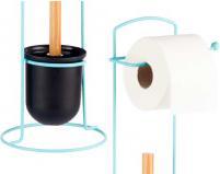 Actual product image Berilo metal toilet brush holder bamboo blue