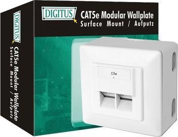 Produktbild Digitus CAT 5e Modulare Anschlussdose geschirmt 2x RJ45 8P8C LSA Farbe Reinweiss Aufputz