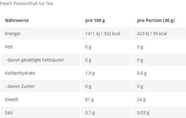Nährwerte und Zutaten More Nutrition More Clear (Pfirsich, Passionsfrucht, 1 Stk., 600 g)