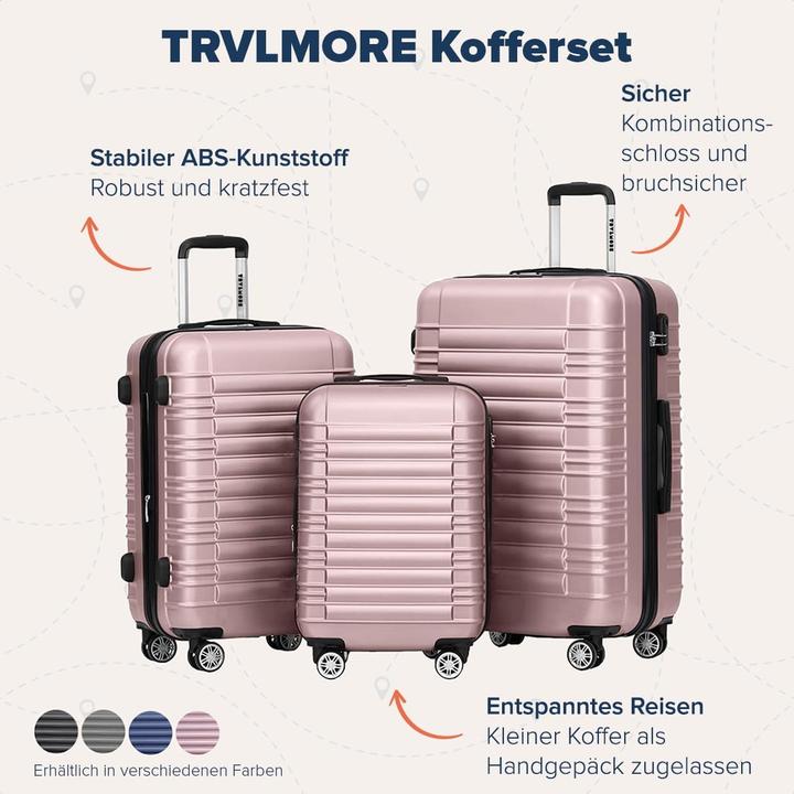 Image du produit Trvlmore 3-teiliges Kofferset (Bagage à main (jusqu'à 50l), M (50 - 90l), L (90 - 115l))