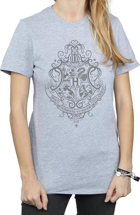 Actual product image Womens/Ladies Hogwarts Draco Dormiens Crest Cotton Boyfriend T-Shirt (S)
