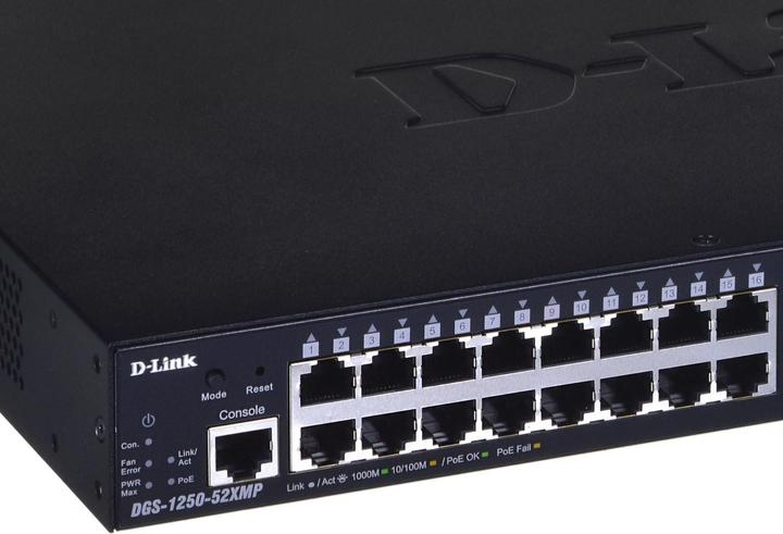 Actual product image D-Link DGS-1250-52XMP Gigabit Switch PoE 52-Port Smart Managed PoE+ 4x 10G (52 Ports)