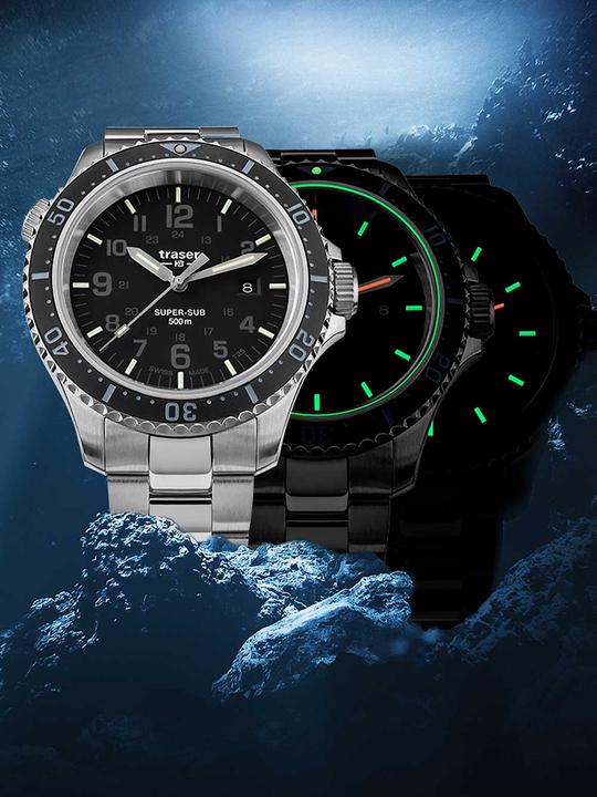 Immagine prodotto Traser H3 109376 P67 T25 SuperSub Set Nero 46 mm Orologio subacqueo 50ATM (Orologio sub, 46 mm)