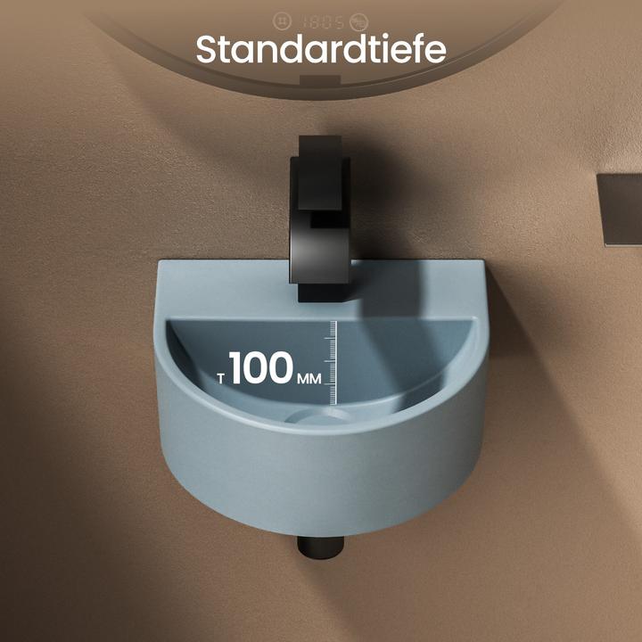 Produktbild Emke Badezimmerwaschbecken 303 x 255 x 120 mm, U-förmig, Mini, Wandmontage, Matt Hellgrau-Blau (255 mm, 303 mm)