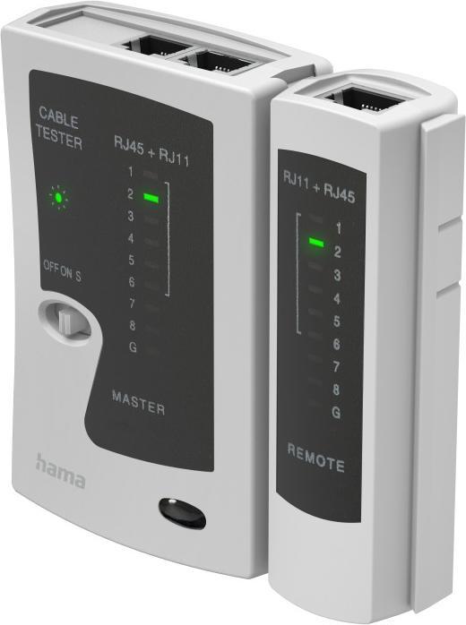 Actual product image Hama Network cable tester, cable tester for 8p8c (RJ45), 6p6c or 6p4c (Measuring line)